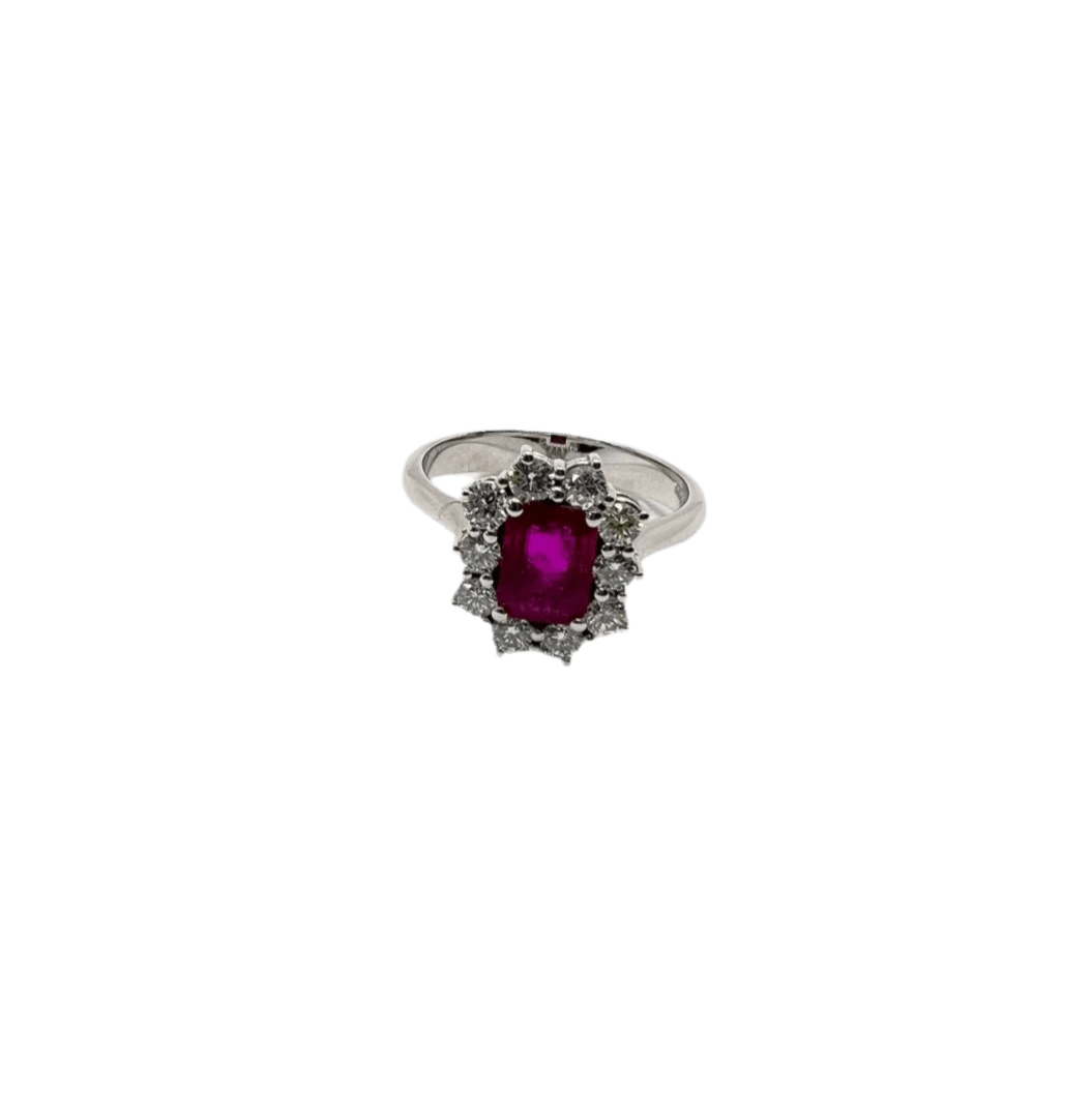 Bague en or blanc, rubis et diamants - Castafiore