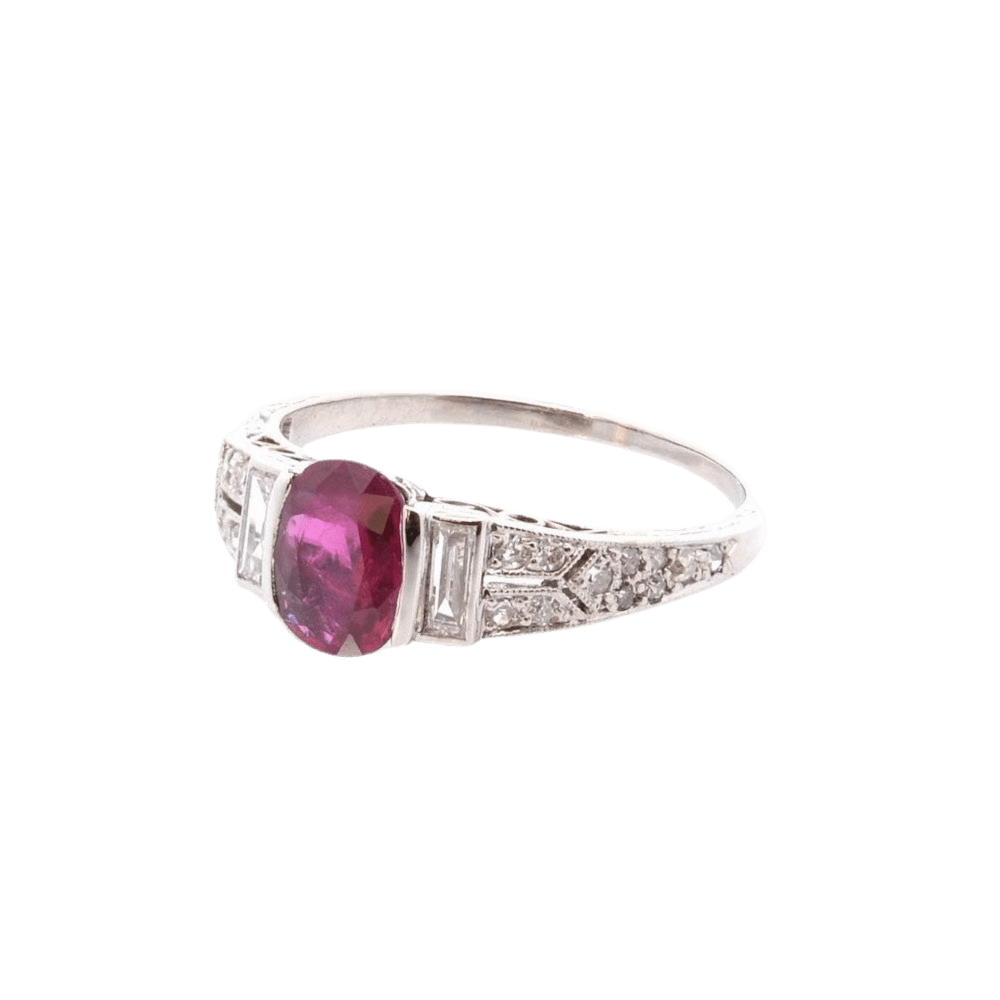 Bague en or blanc, rubis et diamants - Castafiore
