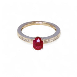 Bague en or blanc rubis et diamants. - Castafiore