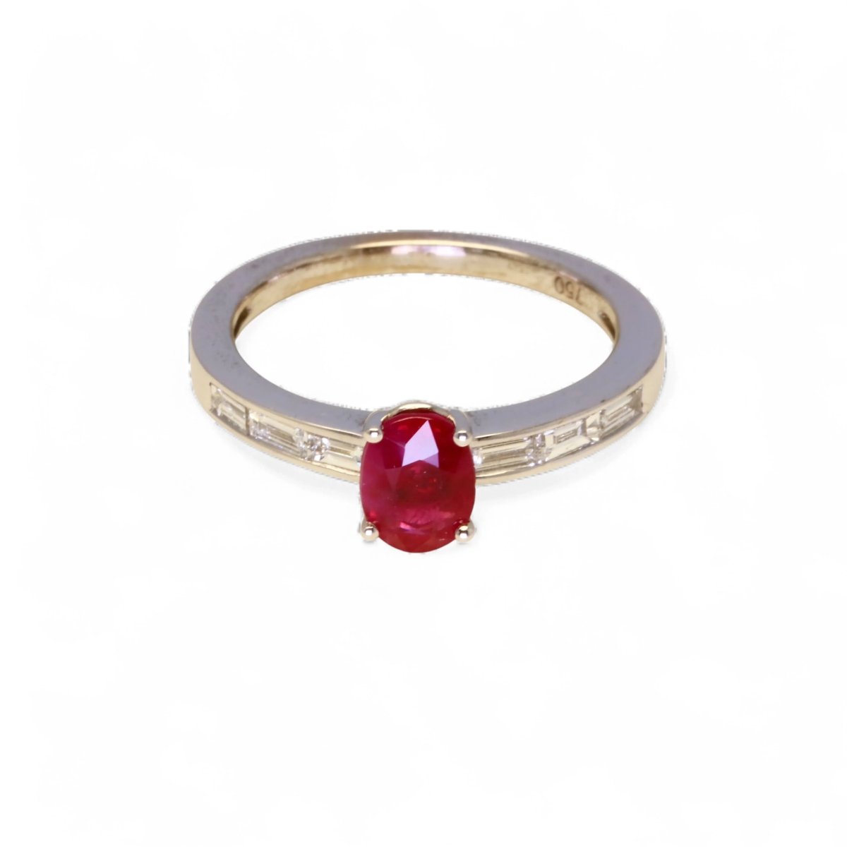 Bague en or blanc rubis et diamants. - Castafiore