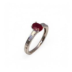 Bague en or blanc rubis et diamants. - Castafiore