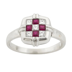 Bague en or blanc, rubis, et diamants - Castafiore
