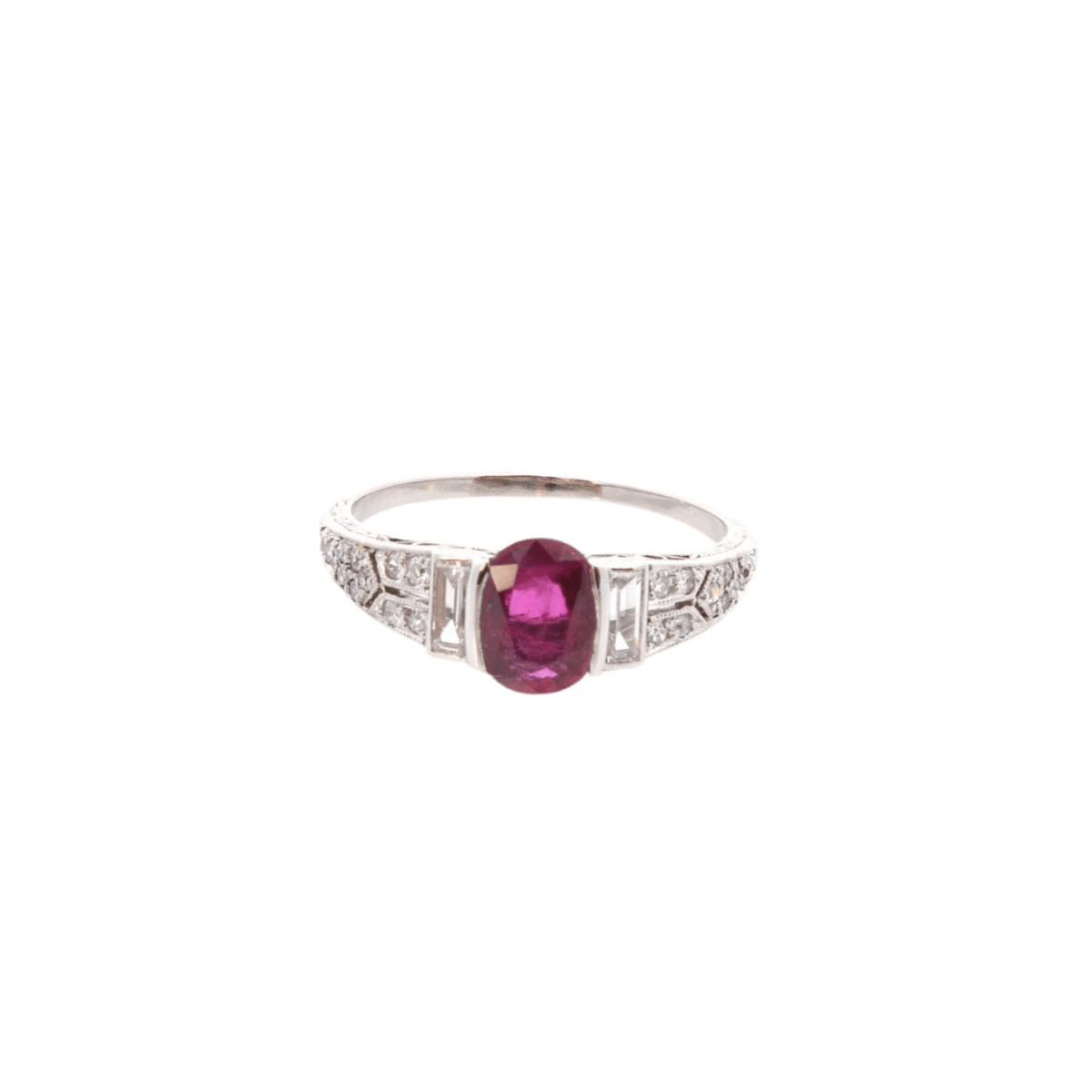 Bague en or blanc, rubis et diamants - Castafiore