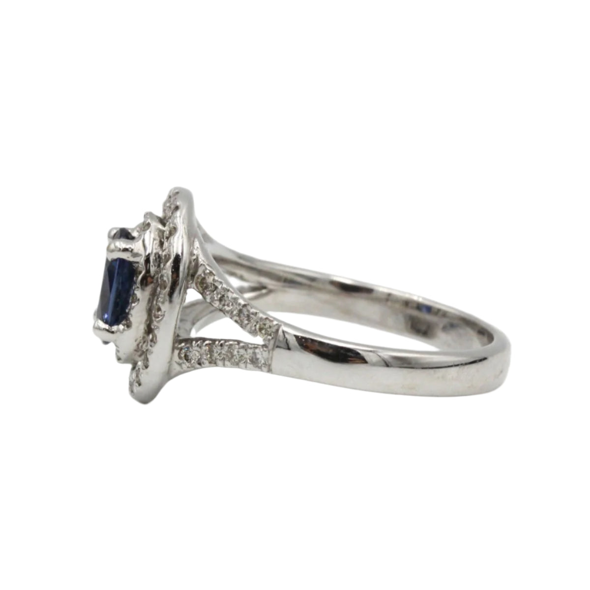 Bague en or blanc, saphir & diamants - Castafiore