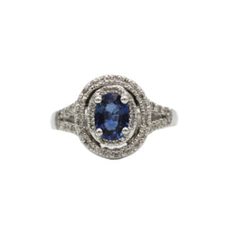 Bague en or blanc, saphir & diamants - Castafiore