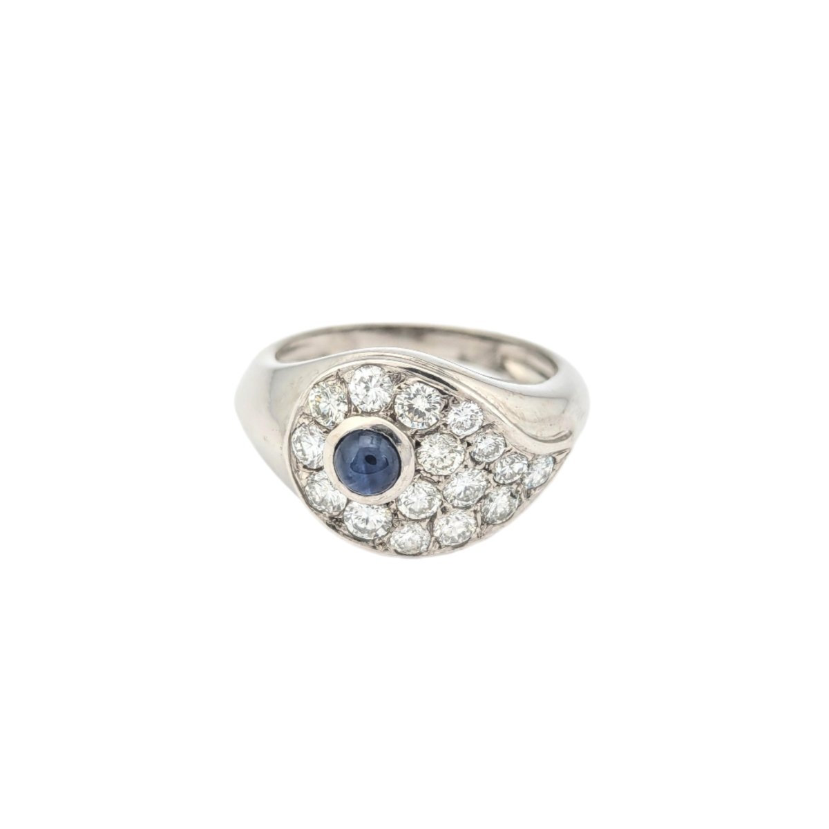 Bague en or blanc, saphir et diamant - Castafiore