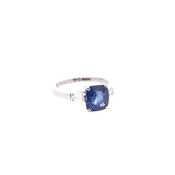 Bague en or blanc, saphir et diamants - Castafiore