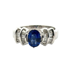 Bague en or blanc, saphir et diamants - Castafiore