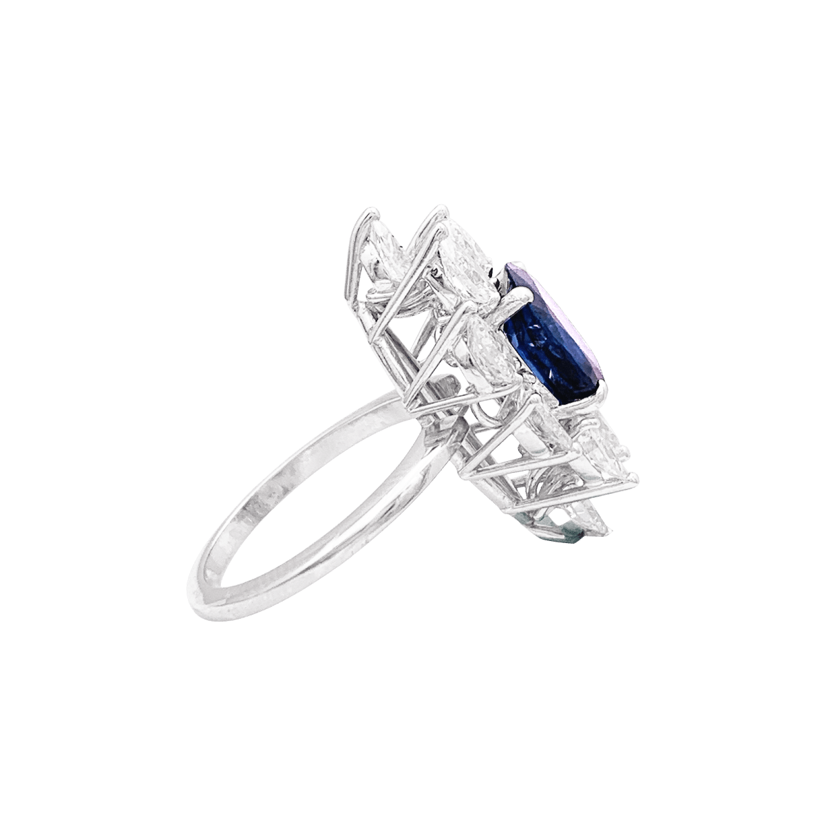 Bague en or blanc, saphir et diamants - Castafiore