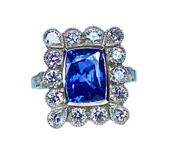 Bague en or blanc, saphir et diamants - Castafiore