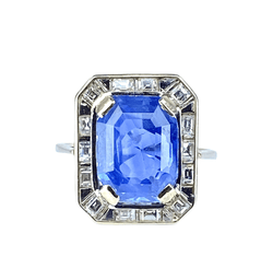Bague en or blanc, saphir et diamants - Castafiore