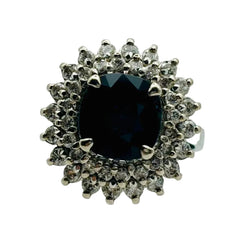 Bague en or blanc saphir et diamants - Castafiore