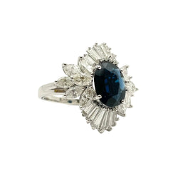 Bague en or blanc, saphir et diamants - Castafiore