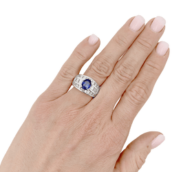 Bague en or blanc, saphir et diamants - Castafiore