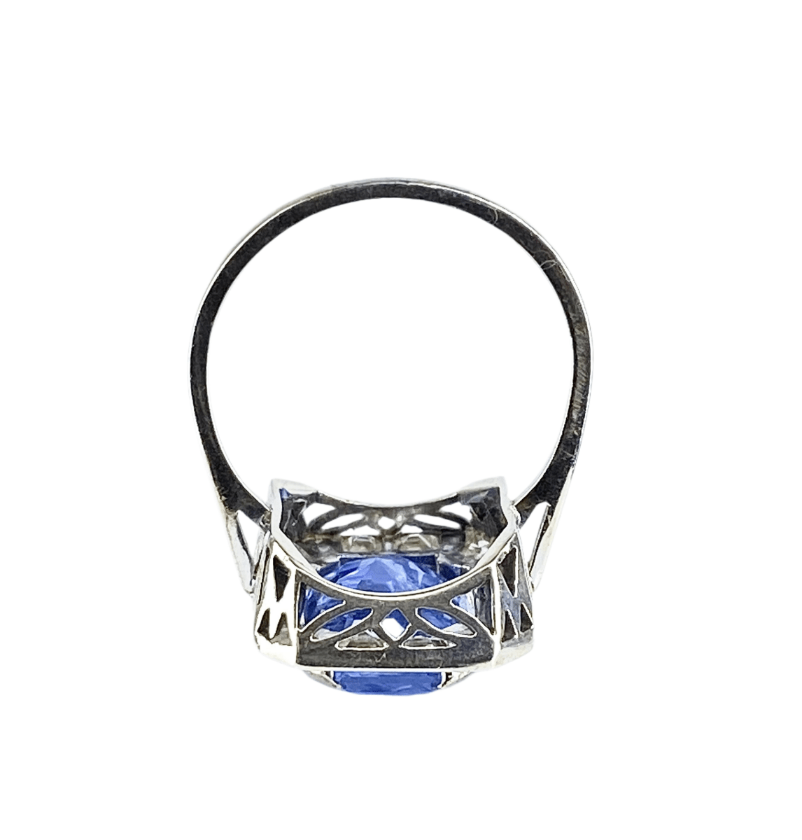 Bague en or blanc, saphir et diamants - Castafiore