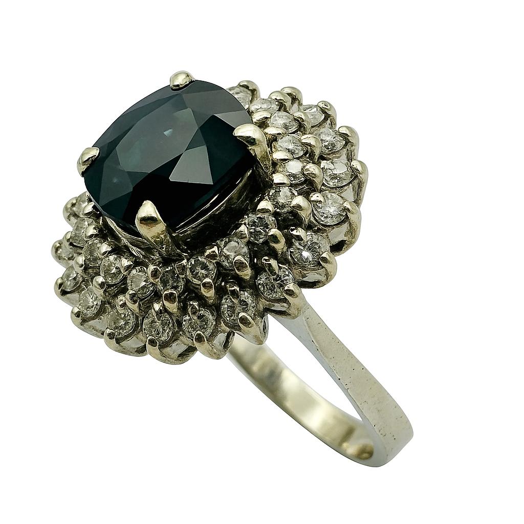 Bague en or blanc saphir et diamants - Castafiore