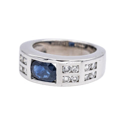 Bague en or blanc, saphir et diamants - Castafiore