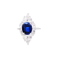 Bague en or blanc, saphir et diamants - Castafiore