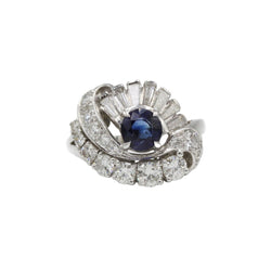 Bague en or blanc, saphir et diamants - Castafiore