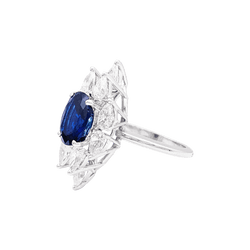 Bague en or blanc, saphir et diamants - Castafiore