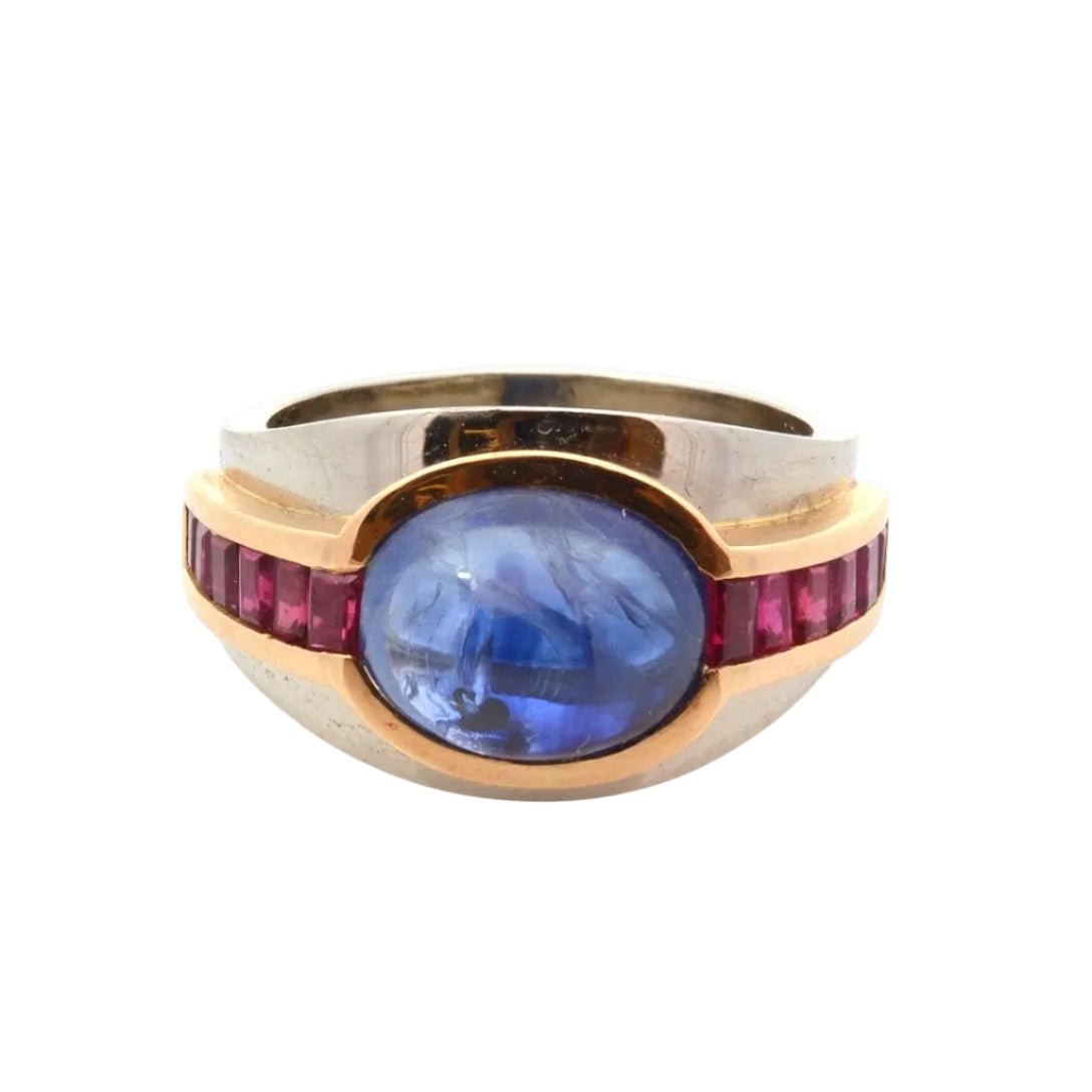 Bague en or blanc, saphir et rubis - Castafiore