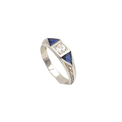 Bague en or blanc, saphirs et diamants - Castafiore
