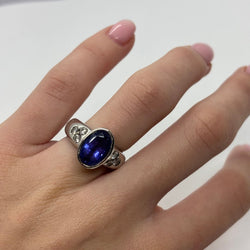Bague en or blanc, tanzanite, et diamants - Castafiore