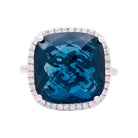 Bague en or blanc, topaze bleue et diamants - Castafiore