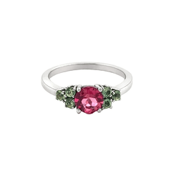 Bague en or blanc, tourmaline et péridots - Castafiore