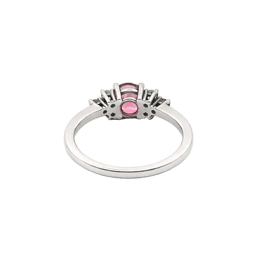 Bague en or blanc, tourmaline et péridots - Castafiore