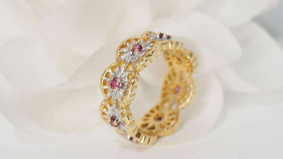 Bague en or deux tons et rubis