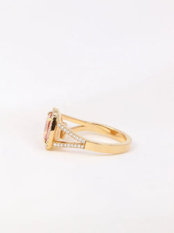 Bague en or, diamants et morganite taille coussin - Castafiore