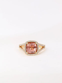 Bague en or, diamants et morganite taille coussin - Castafiore