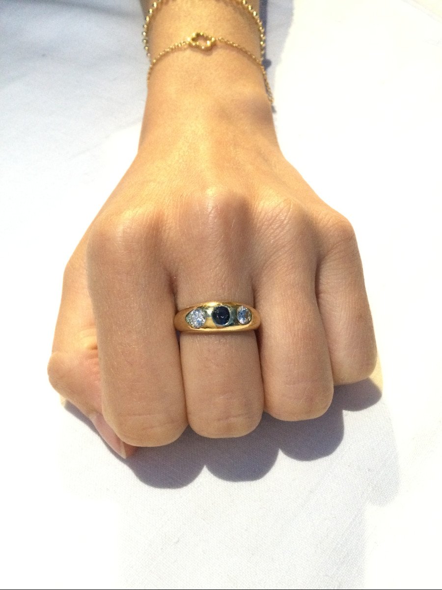 Bague En Or Diamants Et Saphir - Castafiore