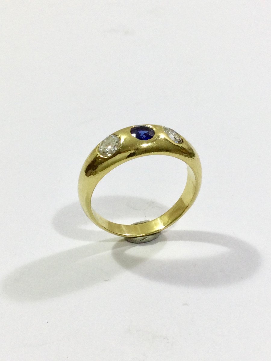 Bague En Or Diamants Et Saphir - Castafiore