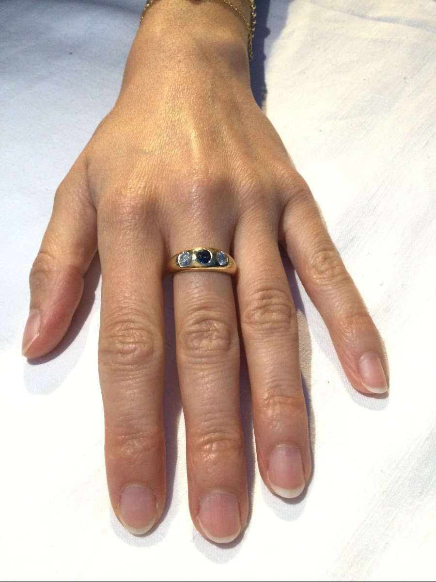 Bague En Or Diamants Et Saphir - Castafiore