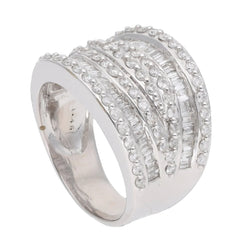 Bague en or gris 18 Cts avec 2,33 Cts de diamants taille baguette et brillant. Taille 50. - Castafiore
