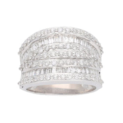Bague en or gris 18 Cts avec 2,33 Cts de diamants taille baguette et brillant. Taille 50. - Castafiore