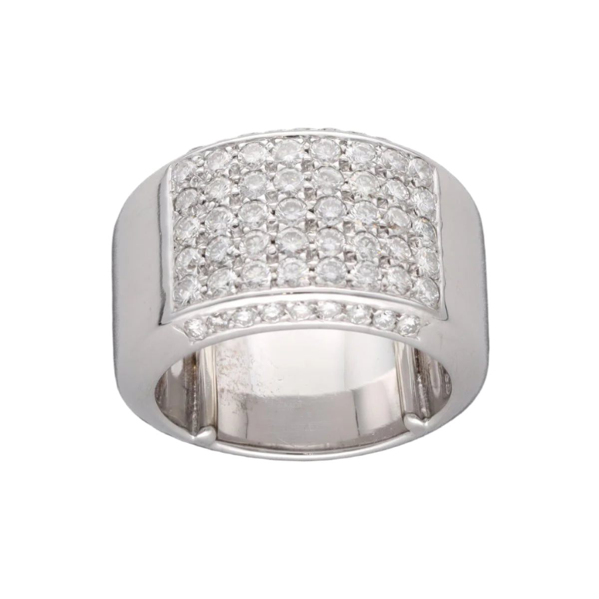 Bague en or gris 18 Cts massif de 37 Grs avec 2,0 Cts de diamants taille brillant G - VS. Taille 55. - Castafiore