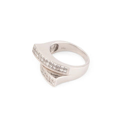 Bague en or gris design en diamant taille princesse - Castafiore