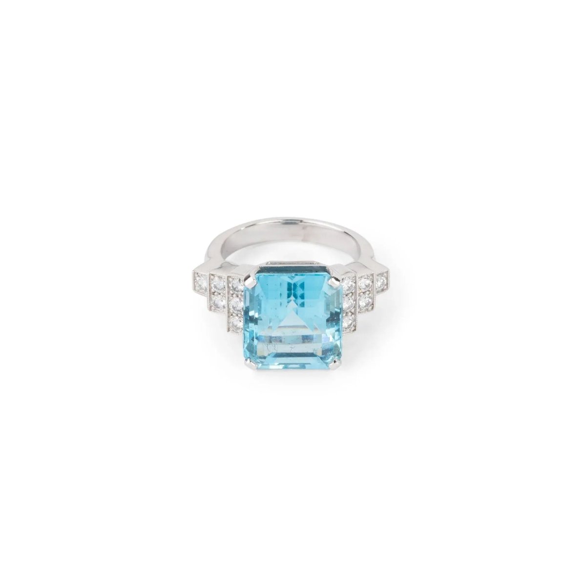 Bague en or gris et aigue - marine - Castafiore