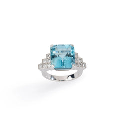 Bague en or gris et aigue - marine - Castafiore