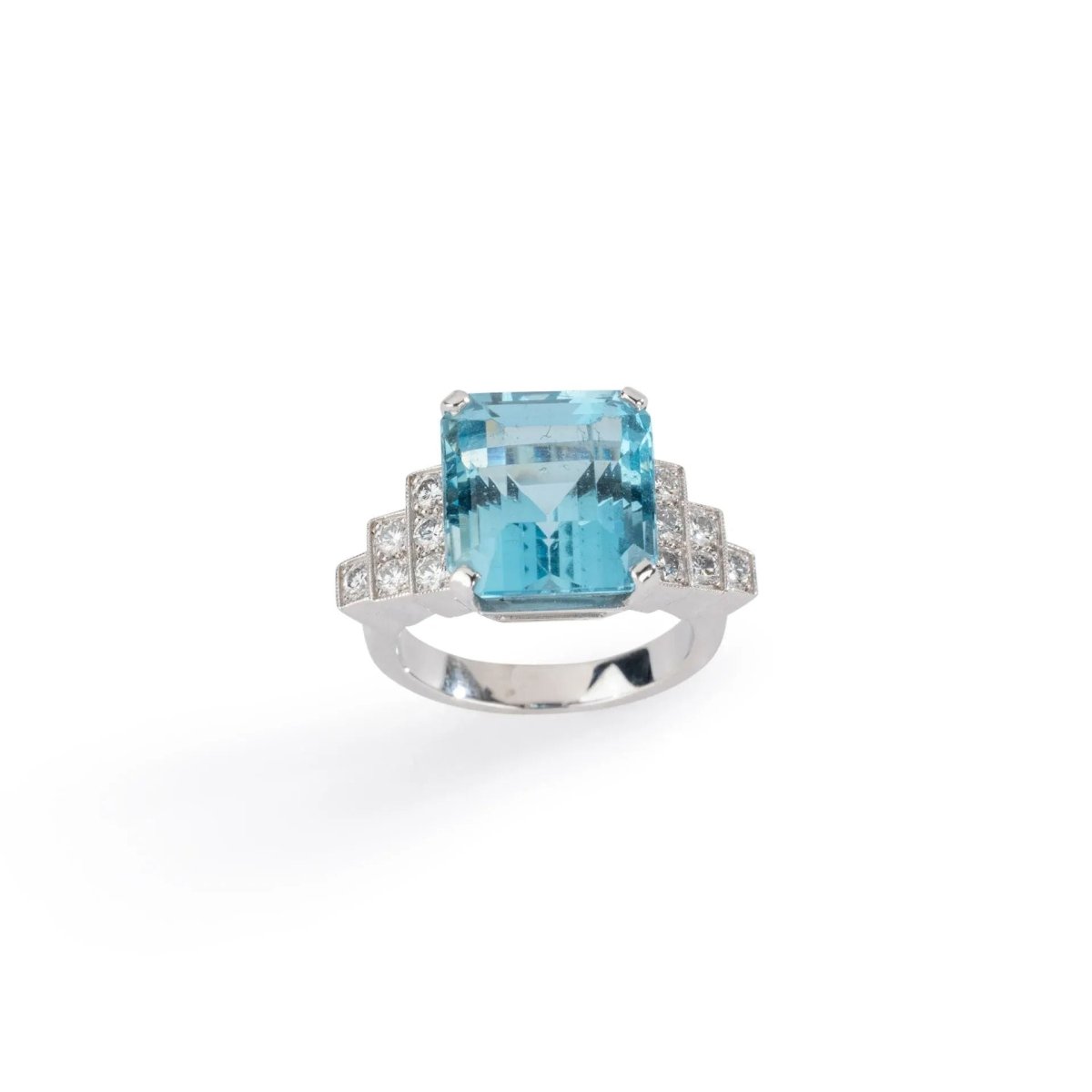 Bague en or gris et aigue - marine - Castafiore