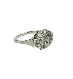 Bague en or gris et platine , diamants, époque art déco - Castafiore