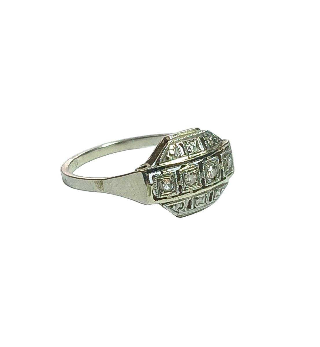 Bague en or gris et platine , diamants, époque art déco - Castafiore