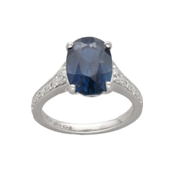 Bague en or gris, saphir et diamants - Castafiore