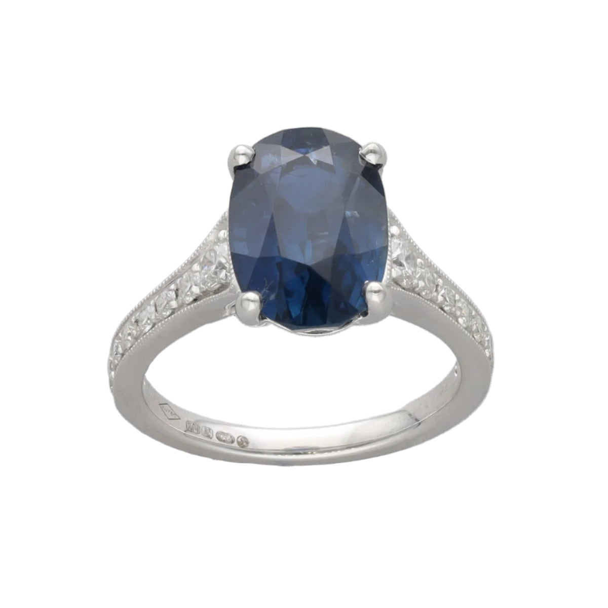 Bague en or gris, saphir et diamants - Castafiore