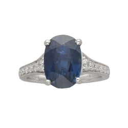 Bague en or gris, saphir et diamants - Castafiore