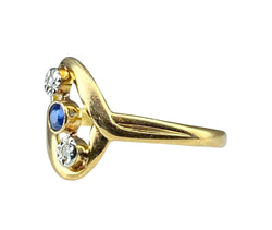 Bague en or jaune 18 carats en saphir et diamants - Castafiore