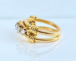 Bague en or jaune 18 carats et 5 diamants - Castafiore